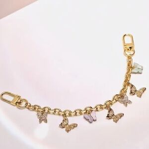Gold Butterfly Charm Purse Extender Bag Chain